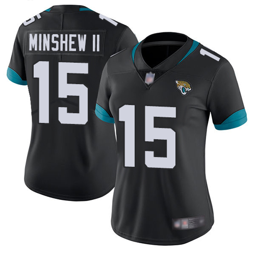 Nike Jacksonville Jaguars 15 Gardner Minshew II Black Team Color Women Stitched NFL Vapor Untouchable Limited Jersey